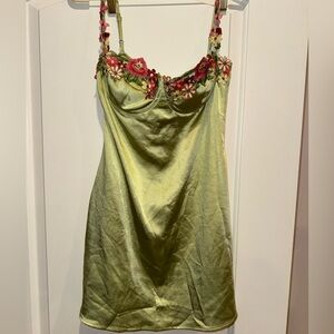 Princess Polly Olive Satin Zip Dress